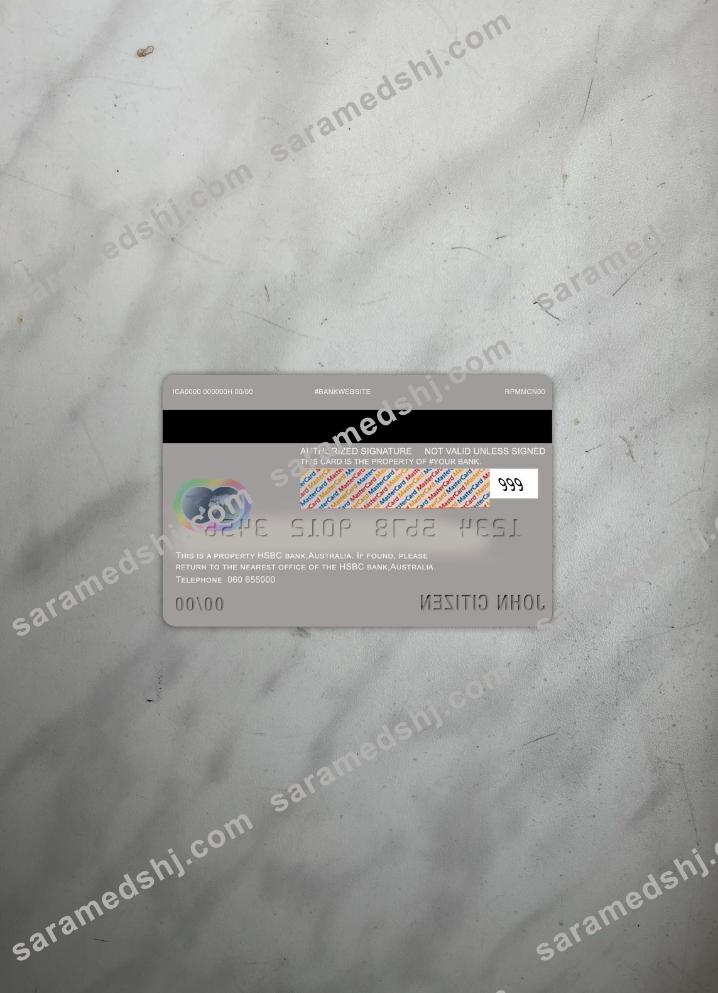 Australia HSBC bank master card photolook back